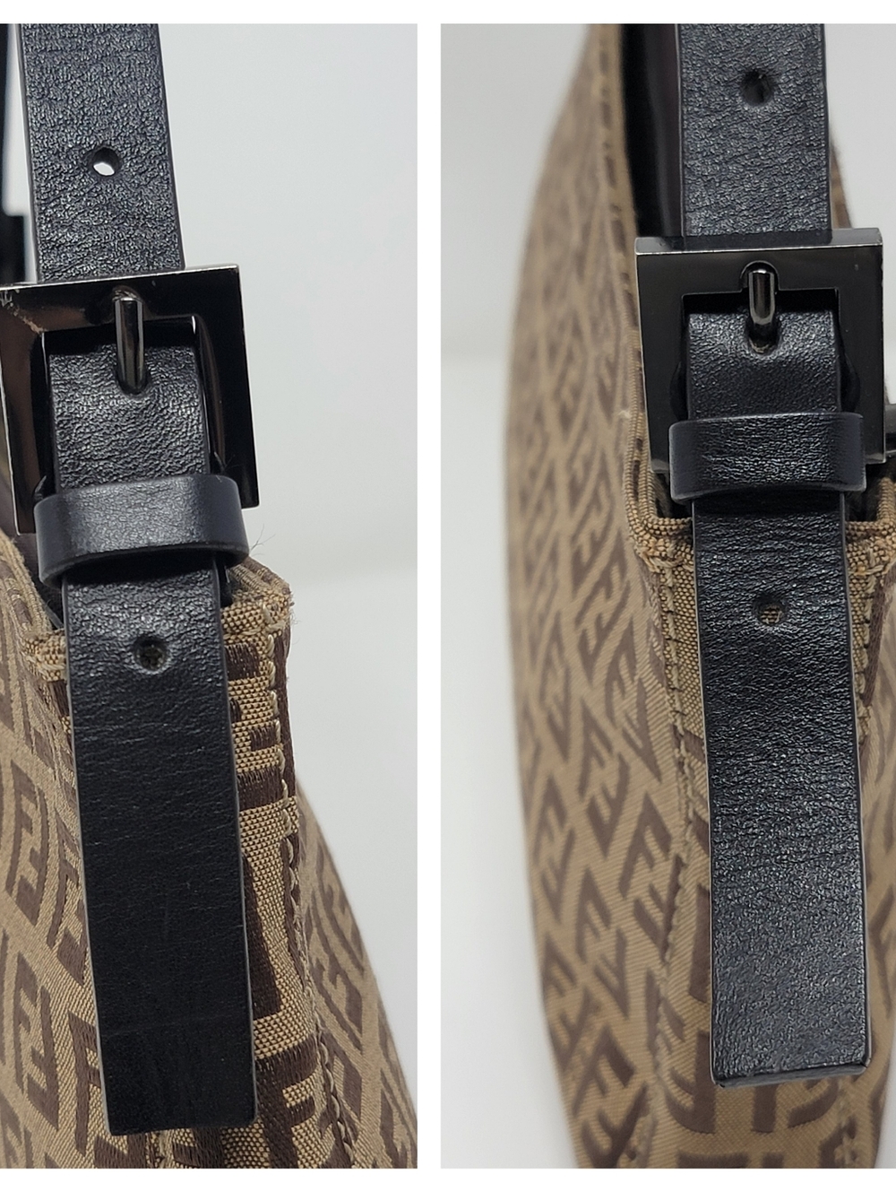 FENDI Zucchino Baguette Canvas Shoulder Bag - Picture 6 of 12